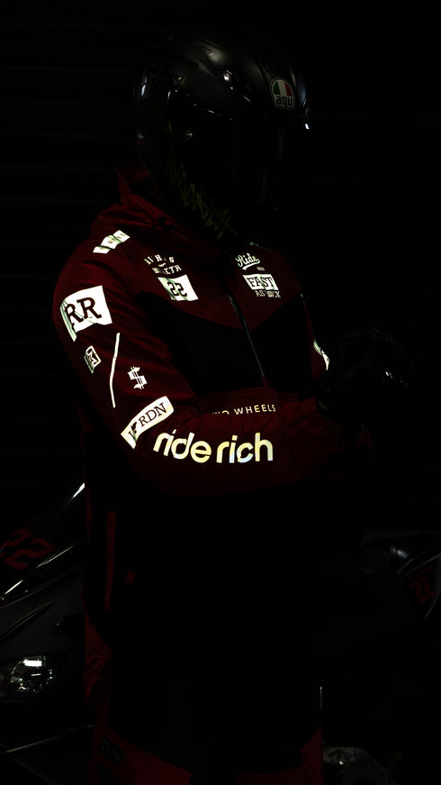 Ride Rich Concord V2 Flow Mesh Armoured GP Anorak Motorcycle Jacket - Red